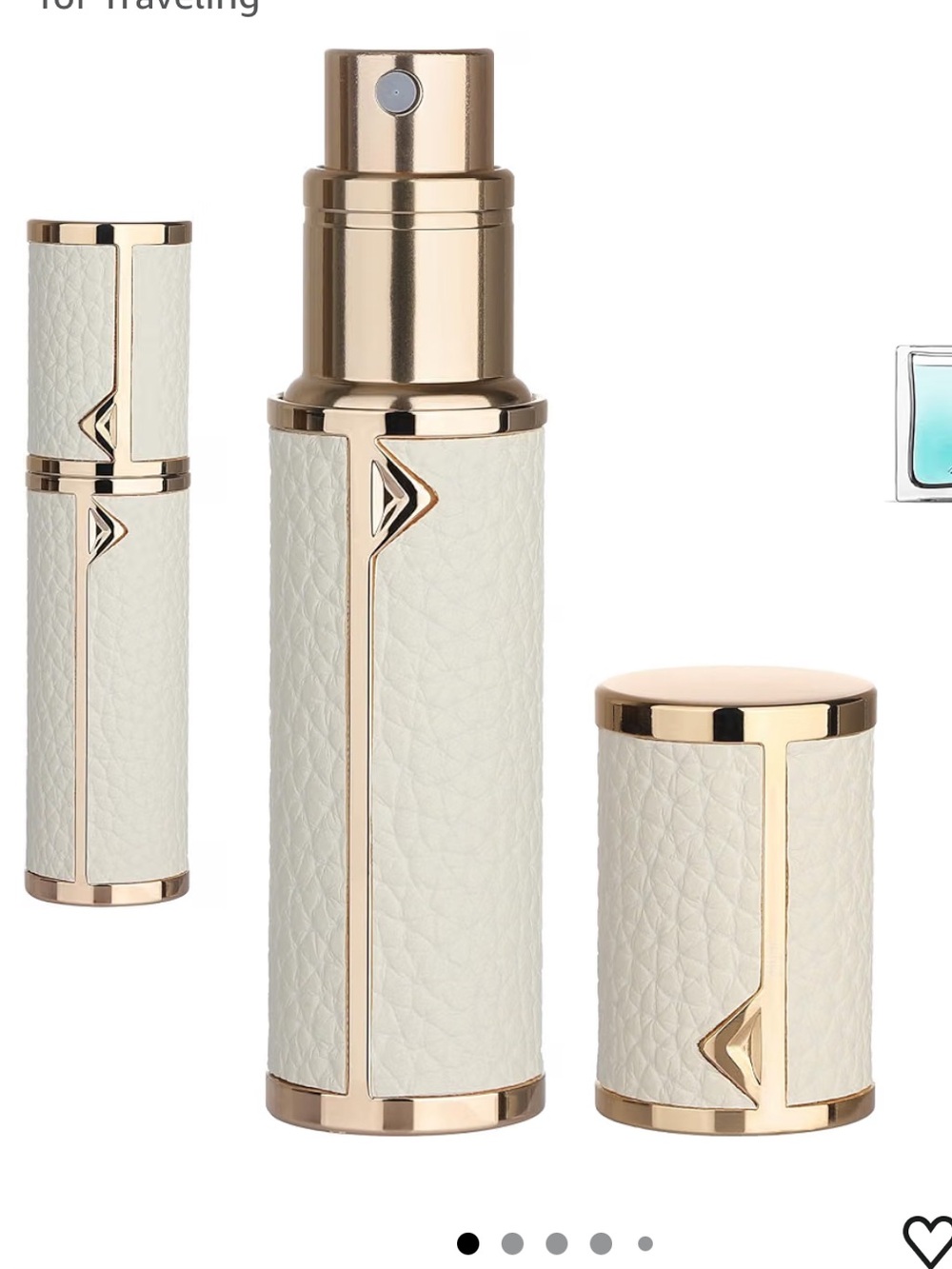 Anthology Luxury White Travel Perfume Atomizer Spray Bottle with Gold Accents